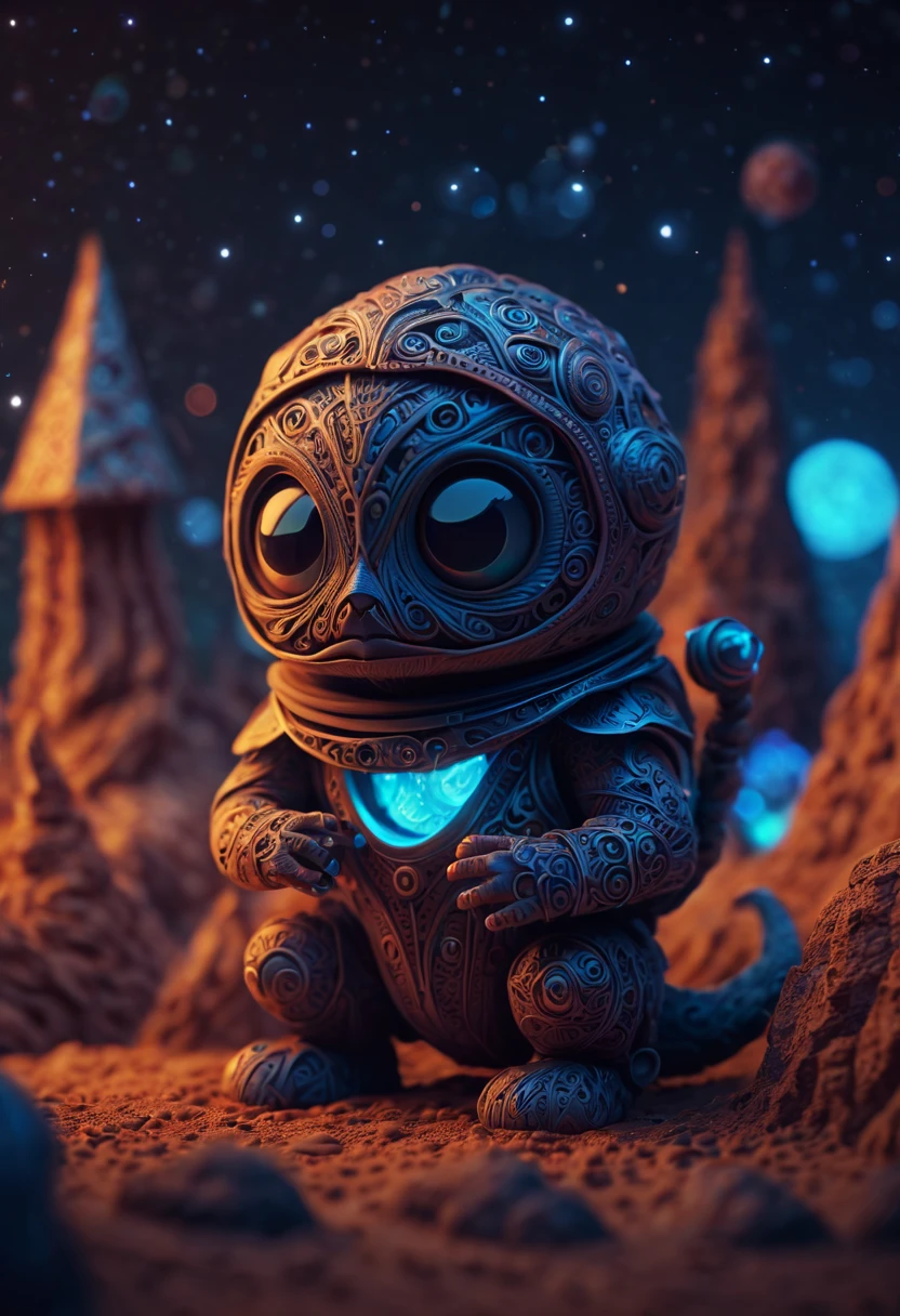 Magical creatures from mars, in mars, never seen before,dark creatures, cute and dark magical creatures from mars, zentangle, 3d crunch, cinematic, bioluminescent zentangle lines, (best quality,4k,8k,highres,masterpiece:1.2),ultra-detailed,realistic,photorealistic:1.37,hdr,studio lighting,sharp focus,professional,vivid colors,bokeh,portraits,colorful color harmony,soft natural lighting,whimsical and vibrant atmosphere,beautifully illustrated stylized characters with intricate details,ethereal and dreamlike background with swirling patterns,twinkling stars,mesmerizing and vibrant celestial colors,dynamic and energetic composition,paper-cut elements to enhance depth and texture,