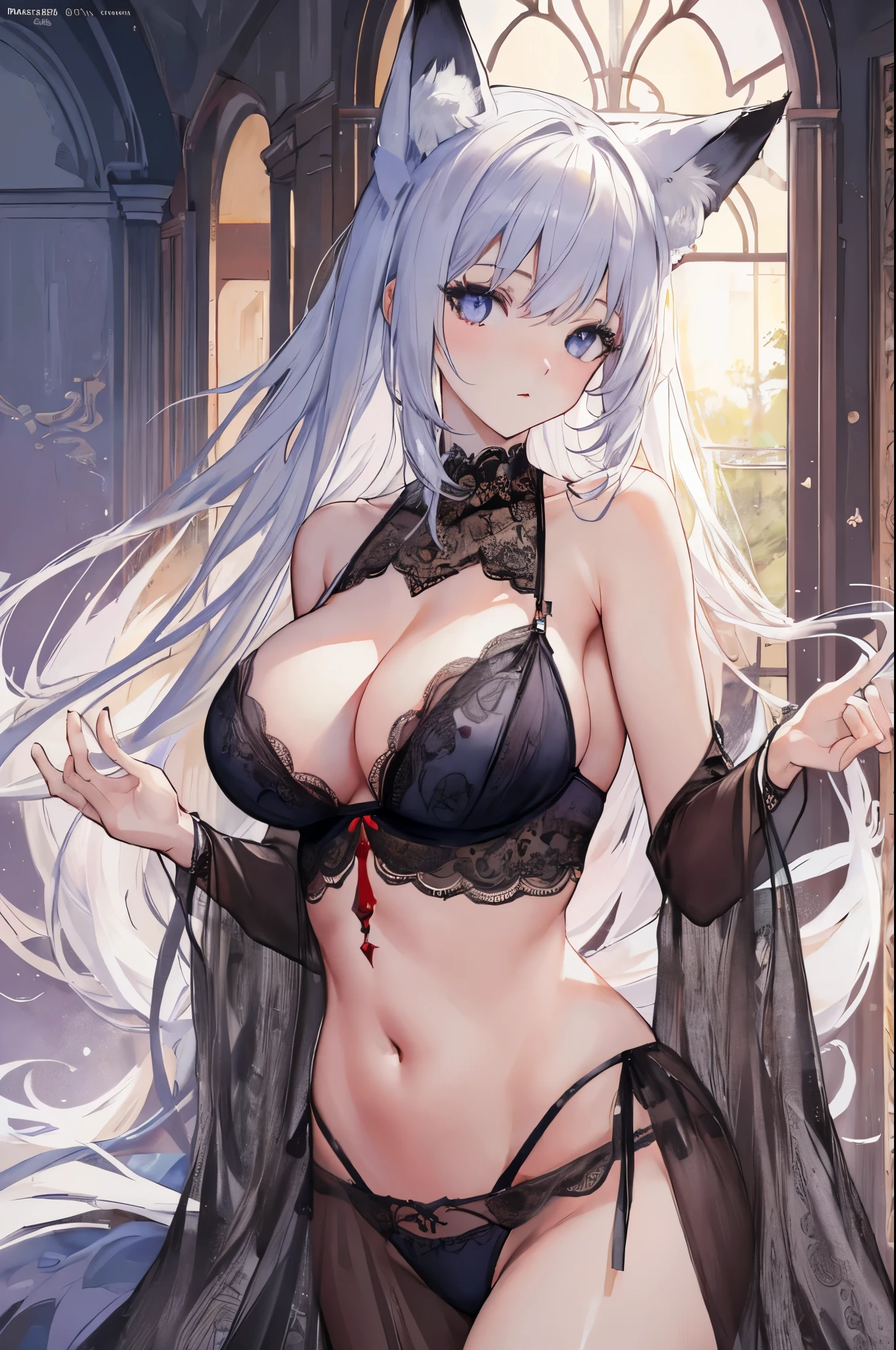 (hi res), ((Masterpiece)) , ((Best Quality)), illustartion, woman's, Fox, average breasts, upper body, furry, modest, with lace lingerie,