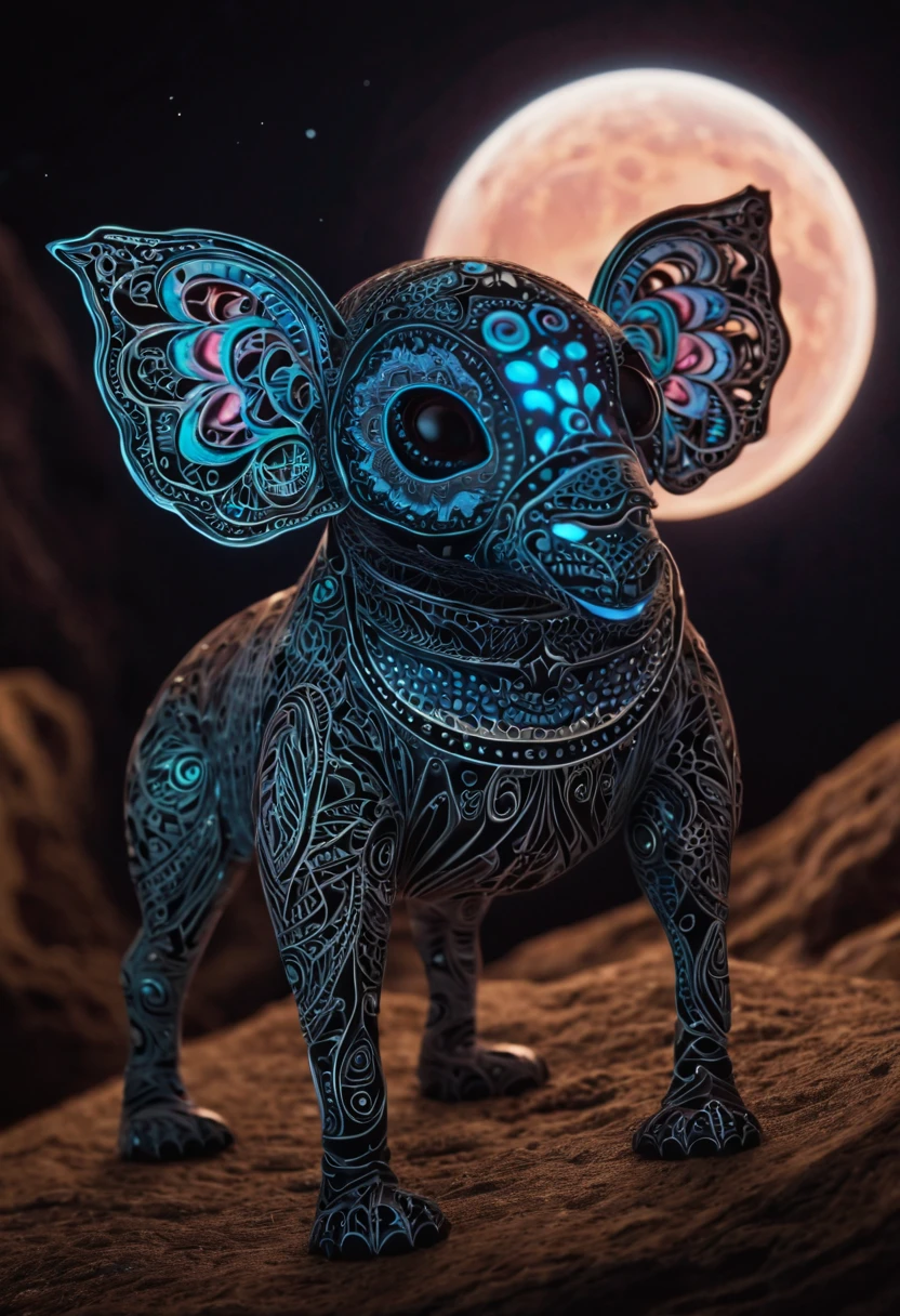 Please generate a description for a collection of never-before-seen magical creatures from Mars. These creatures are both cute and dark, with a touch of mystery. They possess an otherworldly beauty with intricate and mesmerizing zentangle patterns. Picture them in a 3D crunch, each creature appearing almost cinematic. The zentangle lines on their bodies emit a soft, bioluminescent glow, adding to their enchanting allure. These creatures are a sight to behold, unlike anything seen before on Mars or any other planet. Please generate a description for a collection of never-before-seen magical creatures from Mars. These creatures are both cute and dark, with a touch of mystery. They possess an otherworldly beauty with intricate and mesmerizing zentangle patterns. Picture them in a 3D crunch, each creature appearing almost cinematic. The zentangle lines on their bodies emit a soft, bioluminescent glow, adding to their enchanting allure. These creatures are a sight to behold, unlike anything seen before on Mars or any other planet.