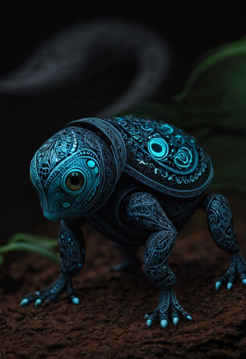 Please generate a description for a collection of never-before-seen magical creatures from Mars. These creatures are both cute and dark, with a touch of mystery. They possess an otherworldly beauty with intricate and mesmerizing zentangle patterns. Picture them in a 3D crunch, each creature appearing almost cinematic. The zentangle lines on their bodies emit a soft, bioluminescent glow, adding to their enchanting allure. These creatures are a sight to behold, unlike anything seen before on Mars or any other planet. Please generate a description for a collection of never-before-seen magical creatures from Mars. These creatures are both cute and dark, with a touch of mystery. They possess an otherworldly beauty with intricate and mesmerizing zentangle patterns. Picture them in a 3D crunch, each creature appearing almost cinematic. The zentangle lines on their bodies emit a soft, bioluminescent glow, adding to their enchanting allure. These creatures are a sight to behold, unlike anything seen before on Mars or any other planet.
