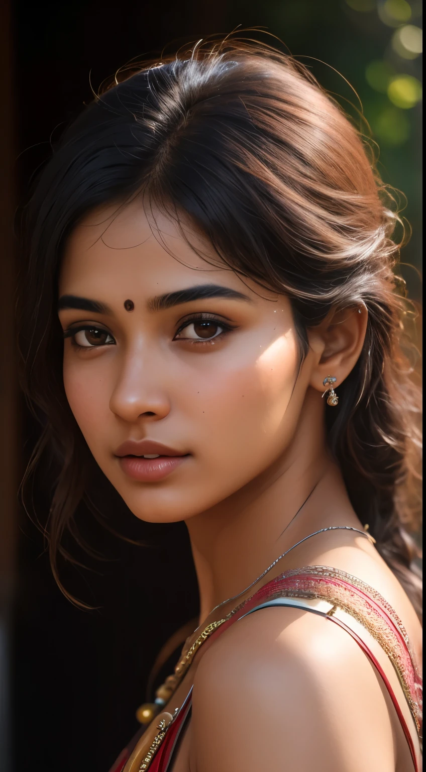 young Indian girl, 18-year-old, red top, gentle lighting, intricate facial details, flawless complexion, top-notch 3D rendering, hyper-realistic, shot on Indian road. photorealistic digital art trending on Artstation 8k HD high definition detailed realistic, detailed, skin texture, hyper detailed, realistic skin texture, armature, best quality, ultra high res, (photorealistic:1.4),, high resolution, detailed, raw photo, 400 camera f1.6 lens rich colors hyper realistic lifelike texture dramatic lighting unrealengine trending on artstation cinestill 800