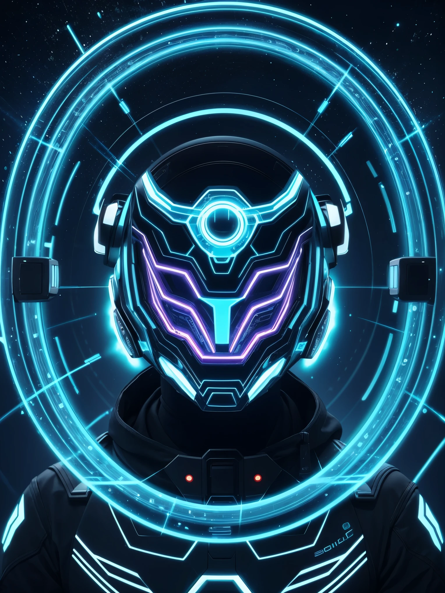bioluminic [sh4g0d:0.6], helix portal, portrait, [fluorescent hair:0.7], galactic cybernetic mask
