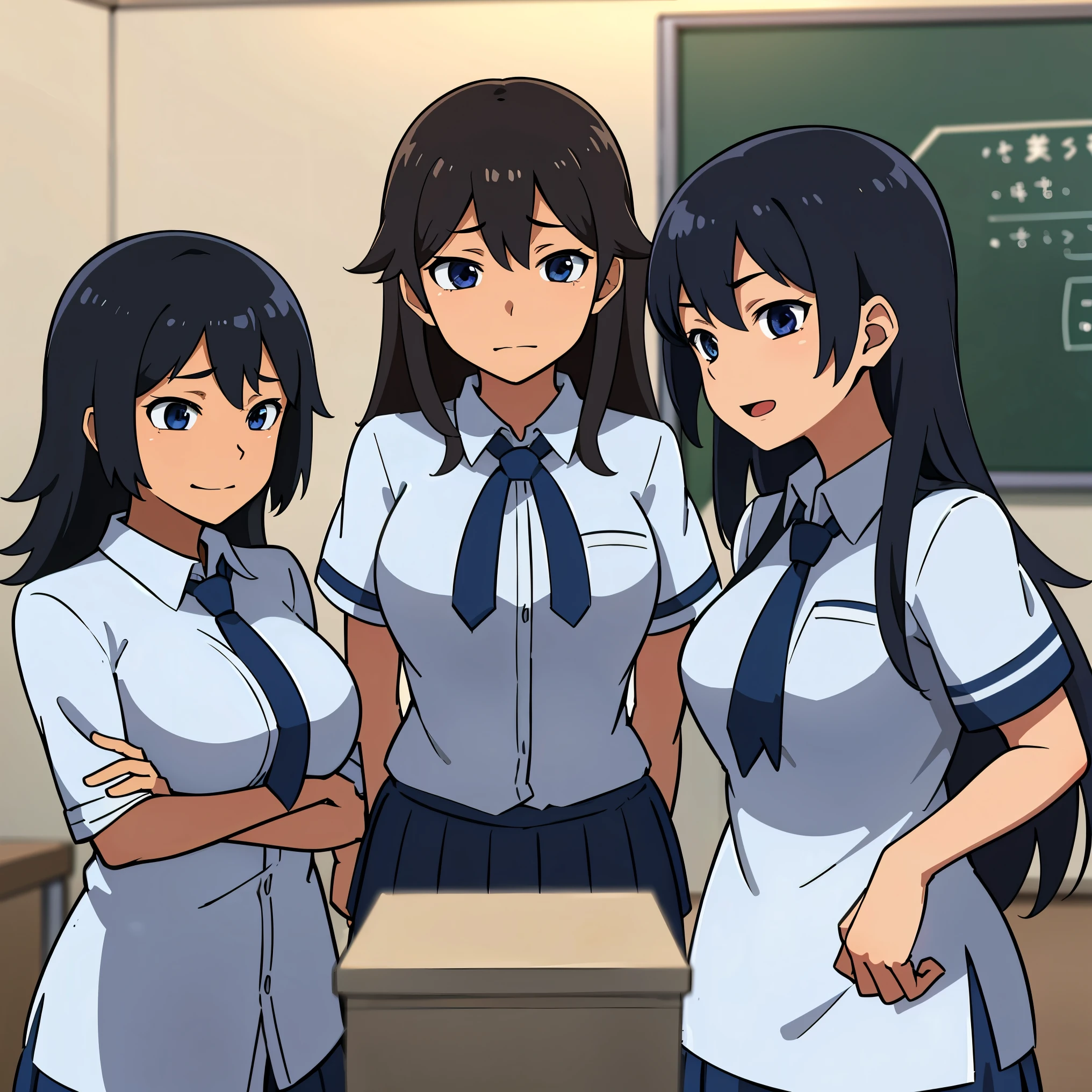 Obra maestra la mejor calidad, Anime illustration of a group of college anime girls in school uniforms standing in a classroom 