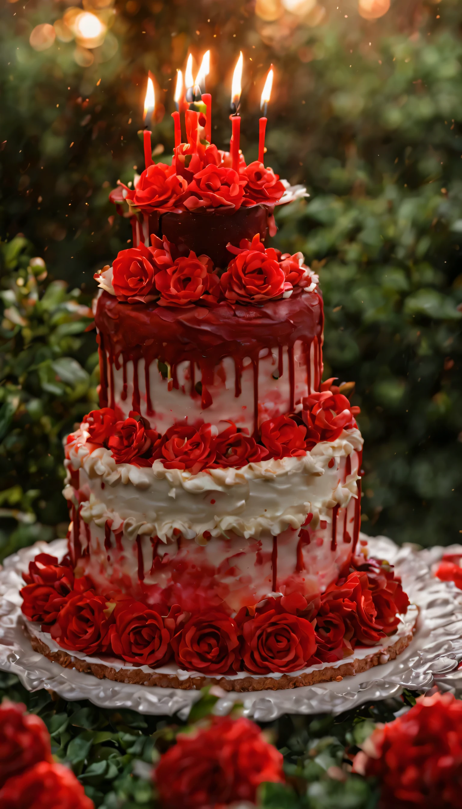 (((O bolo mais lindo, Overloaded birthday cake, Frutas))), (frutas vermelhas: 2), ((cercado por rosas coloridas de chantilly)), (fundo do jardim), (((tiro profissional, fotografia fotografia profissional de produtos, fotografia profissional de comida))), (((HDR:2.0, rastreamento de raio:2.0, ultra alto detalhe ultra realismo, foto digital profissional, foto detalhada profissional, fotografia profissional 1 6K, qualidade profissional, sombreamento profissional , unique professional masterpiece, altamente detalhado profissionalmente, luz profissional, Professional composition, profissional linda e coerente)))