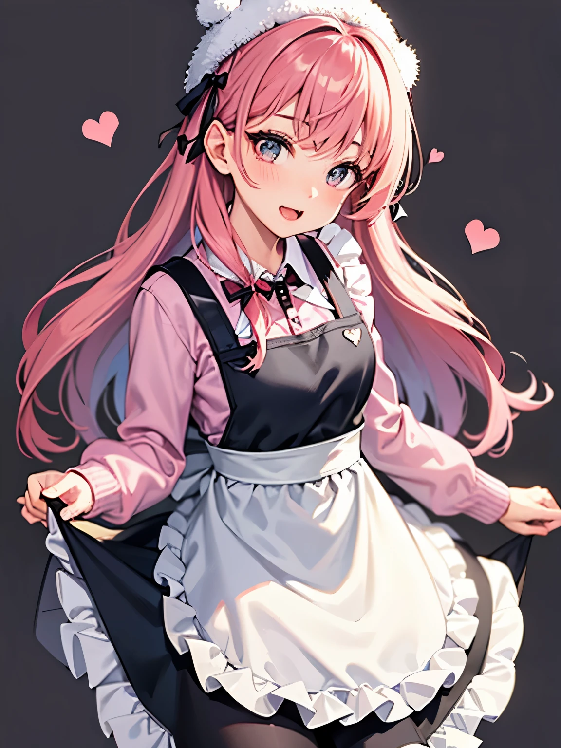 girl,((♡)),((Heart background)),(wearing a homely apron:1.3),((Colorful and casual winter clothes)),close up of face,