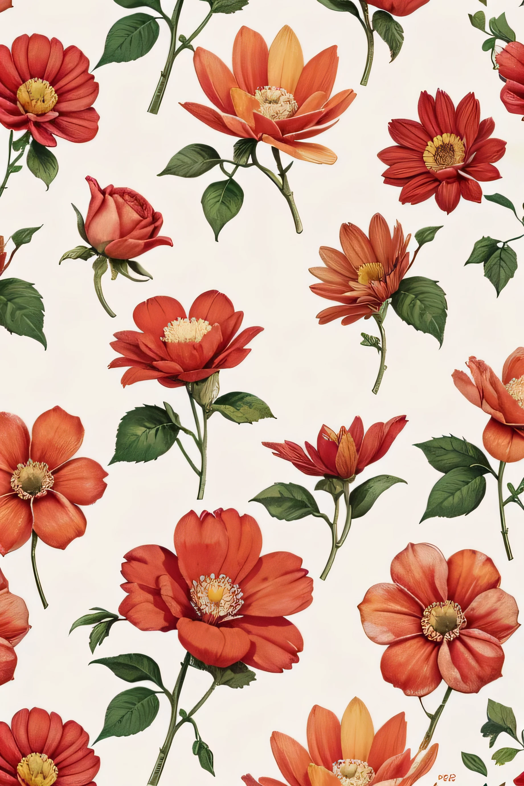 Acuarela flor Medley papel digital, fondos de flores sin costuras, 12 designs, colores abundantes, Sublimation, colores llamativos como el rojo, patron precioso de flores estampadas sin costura,--tile--