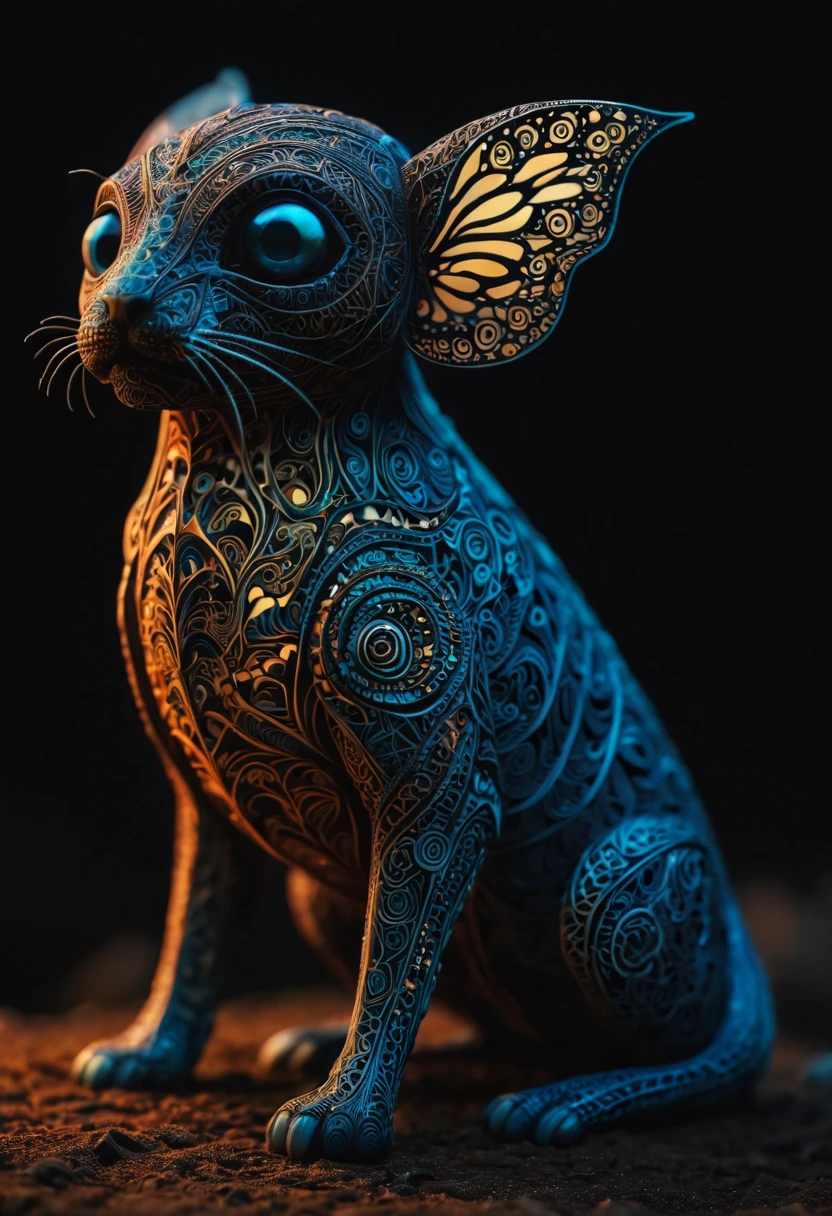 Please generate a description for a collection of never-before-seen magical creatures from Mars. These creatures are both cute and dark, with a touch of mystery. They possess an otherworldly beauty with intricate and mesmerizing zentangle patterns. Picture them in a 3D crunch, each creature appearing almost cinematic. The zentangle lines on their bodies emit a soft, bioluminescent glow, adding to their enchanting allure. These creatures are a sight to behold, unlike anything seen before on Mars or any other planet. Please generate a description for a collection of never-before-seen magical creatures from Mars. These creatures are both cute and dark, with a touch of mystery. They possess an otherworldly beauty with intricate and mesmerizing zentangle patterns. Picture them in a 3D crunch, each creature appearing almost cinematic. The zentangle lines on their bodies emit a soft, bioluminescent glow, adding to their enchanting allure. These creatures are a sight to behold, unlike anything seen before on Mars or any other planet.