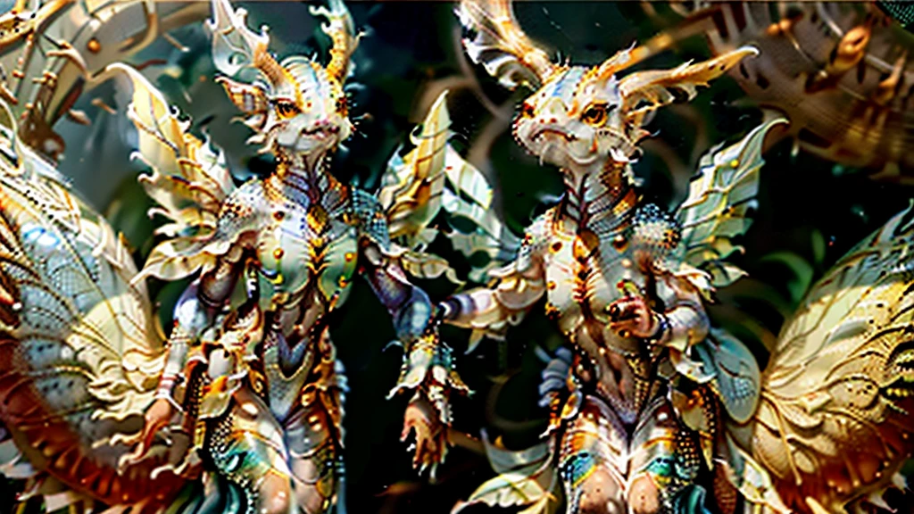 (best quality,4k,8k,highres,masterpiece:1.2),ultra-detailed,(realistic,photorealistic,photo-realistic:1.37),a spectacular magical creature,small in size,very striking and expressive eyes,translucent and shiny skin,dazzling colors,glimmering in the sunlight,flying gracefully in the air,magical aura surrounding it,ethereal and enchanting presence,delicate and intricate wings,subtle gradients of vibrant colors,patterned with intricate designs,reflecting its mystical nature,fine scales covering its body,sparkling with iridescent hues,graceful and elegant movements,as if dancing in the wind,elongated body with a sinuous shape,majestic horns adorning its head,Amidst a serene and magical forest,with ancient trees and vibrant foliage,bathed in soft golden light,creating a dreamlike atmosphere,whispers of magic filling the air