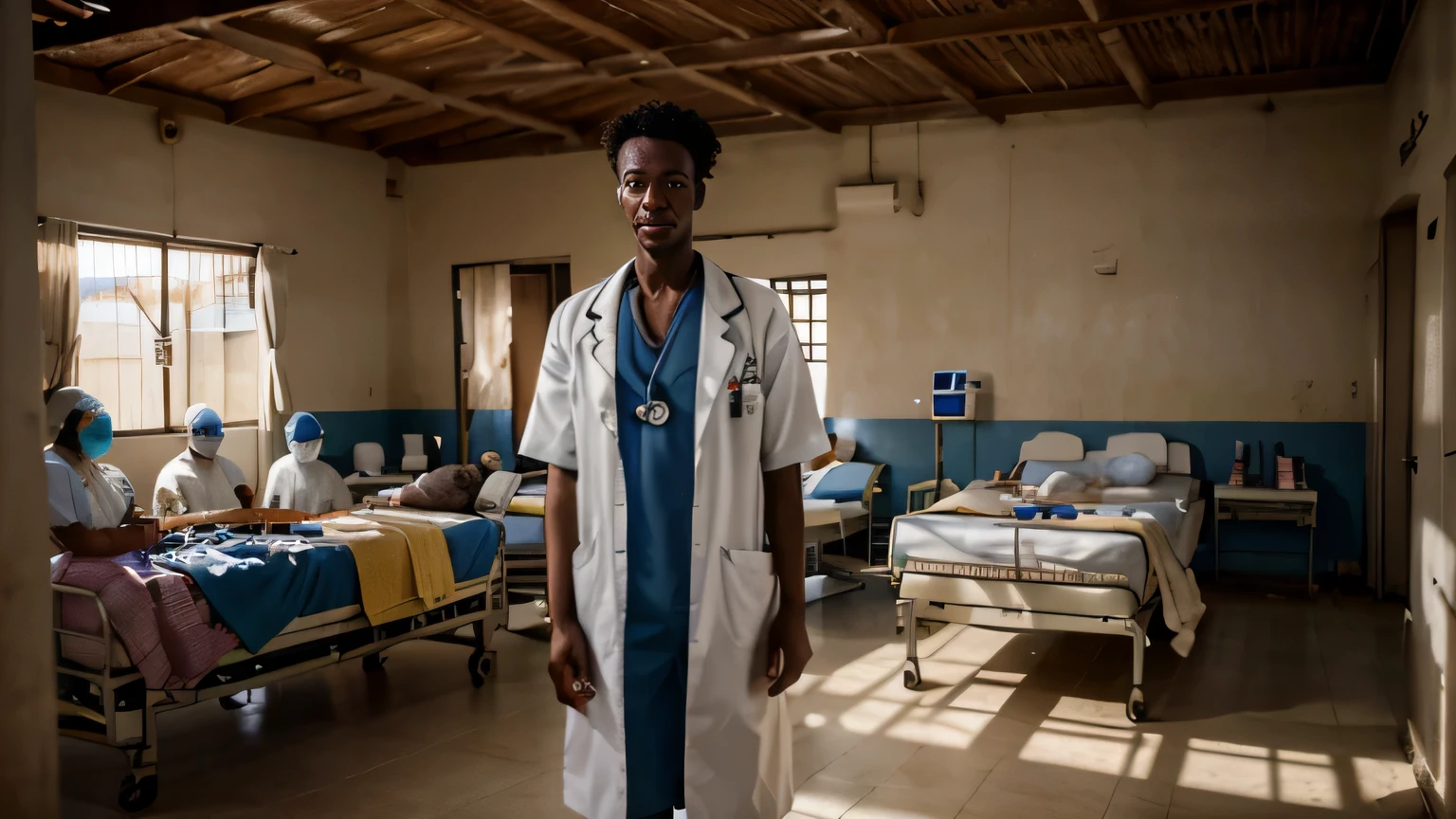 African teenage boy in a hospital