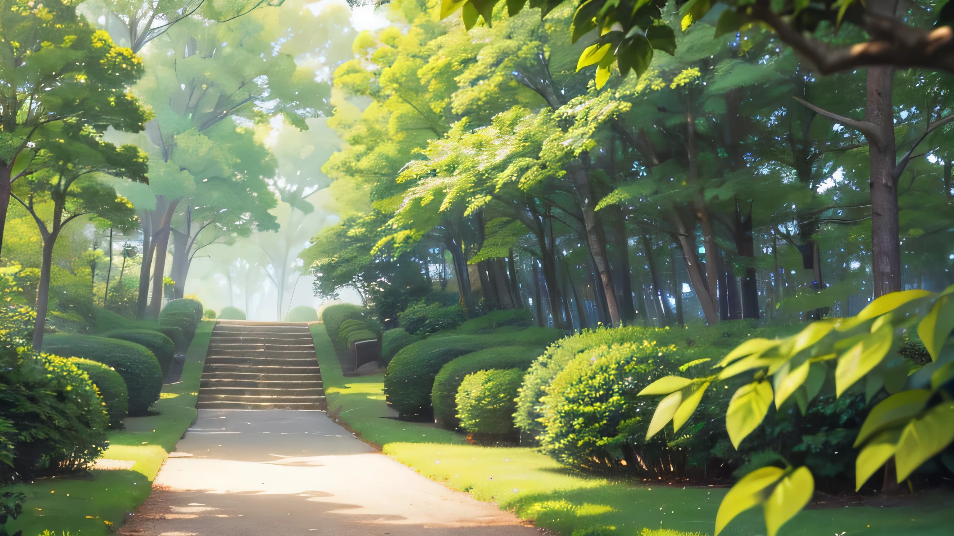 (many green leaves are flying),strong wind,background only,wood々is shaking,