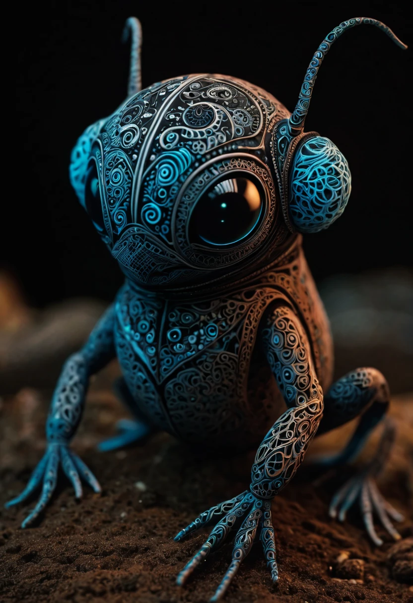 Please generate a description for a collection of never-before-seen magical creatures from Mars. These creatures are both cute and dark, with a touch of mystery. They possess an otherworldly beauty with intricate and mesmerizing zentangle patterns. Picture them in a 3D crunch, each creature appearing almost cinematic. The zentangle lines on their bodies emit a soft, bioluminescent glow, adding to their enchanting allure. These creatures are a sight to behold, unlike anything seen before on Mars or any other planet. Please generate a description for a collection of never-before-seen magical creatures from Mars. These creatures are both cute and dark, with a touch of mystery. They possess an otherworldly beauty with intricate and mesmerizing zentangle patterns. Picture them in a 3D crunch, each creature appearing almost cinematic. The zentangle lines on their bodies emit a soft, bioluminescent glow, adding to their enchanting allure. These creatures are a sight to behold, unlike anything seen before on Mars or any other planet.