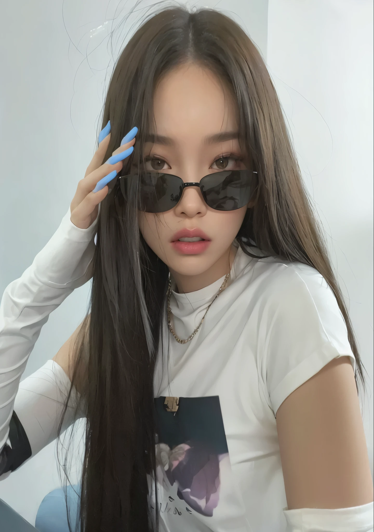 there is a woman con cabello largo and sunglasses on posing, jennie rosa negro, con gafas de sol, ulzzang, jossi de blackpink, con cabello largo, heonhwa choe, con gafas de soles, jisoo de blackpink, portrait of jossi de blackpink, cristal, e - niña, e-chica, TaeJune Kim, aparcar desde-min, Jisoo de Blackpink