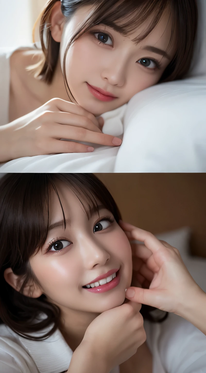 masutepiece, Best Quality, Illustration, Ultra-detailed, finely detail, hight resolution, 8K Wallpaper, Perfect dynamic composition, Beautiful detailed eyes , Hotel(Bet), Sexy face,Face feeling ecstasy,Face at the peak of sexual arousal,Excited face from sex