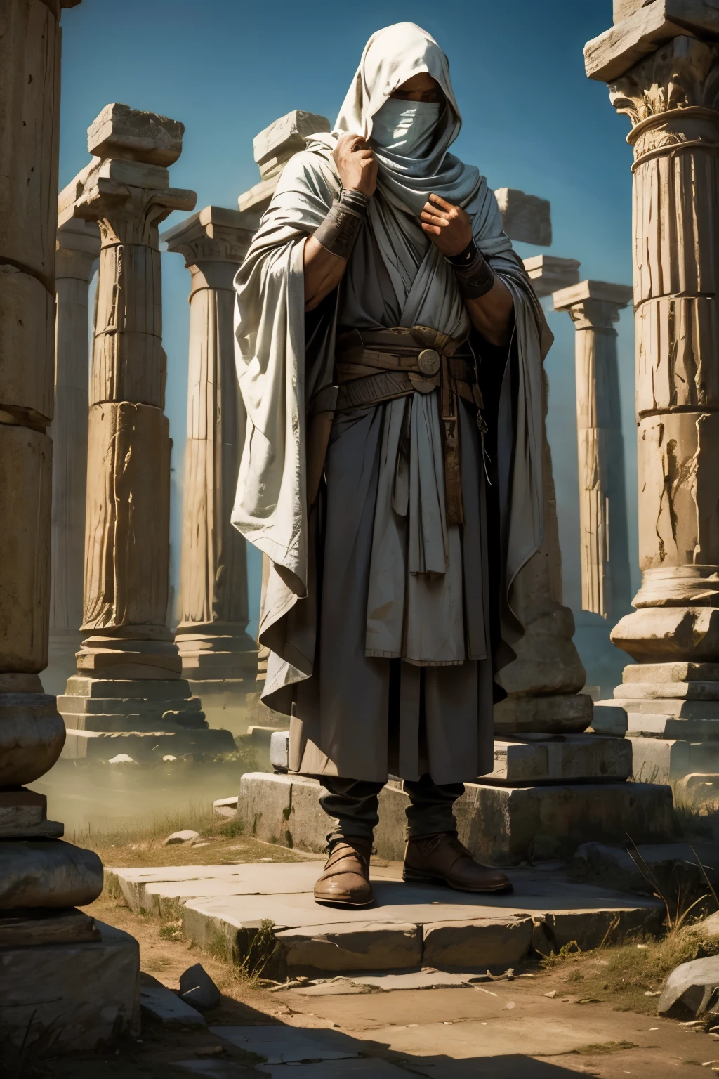 The ancients Man faces covered head covered, hidden