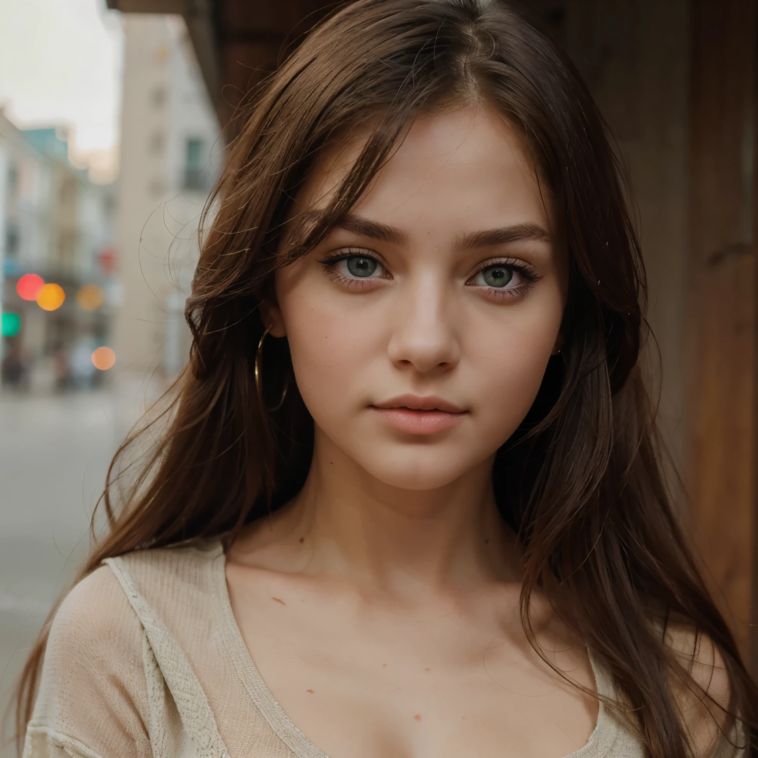 beautiful, attractive and very realistic girl. Her eyes are green and she has the features of Russian girls. She also wears clothes.
