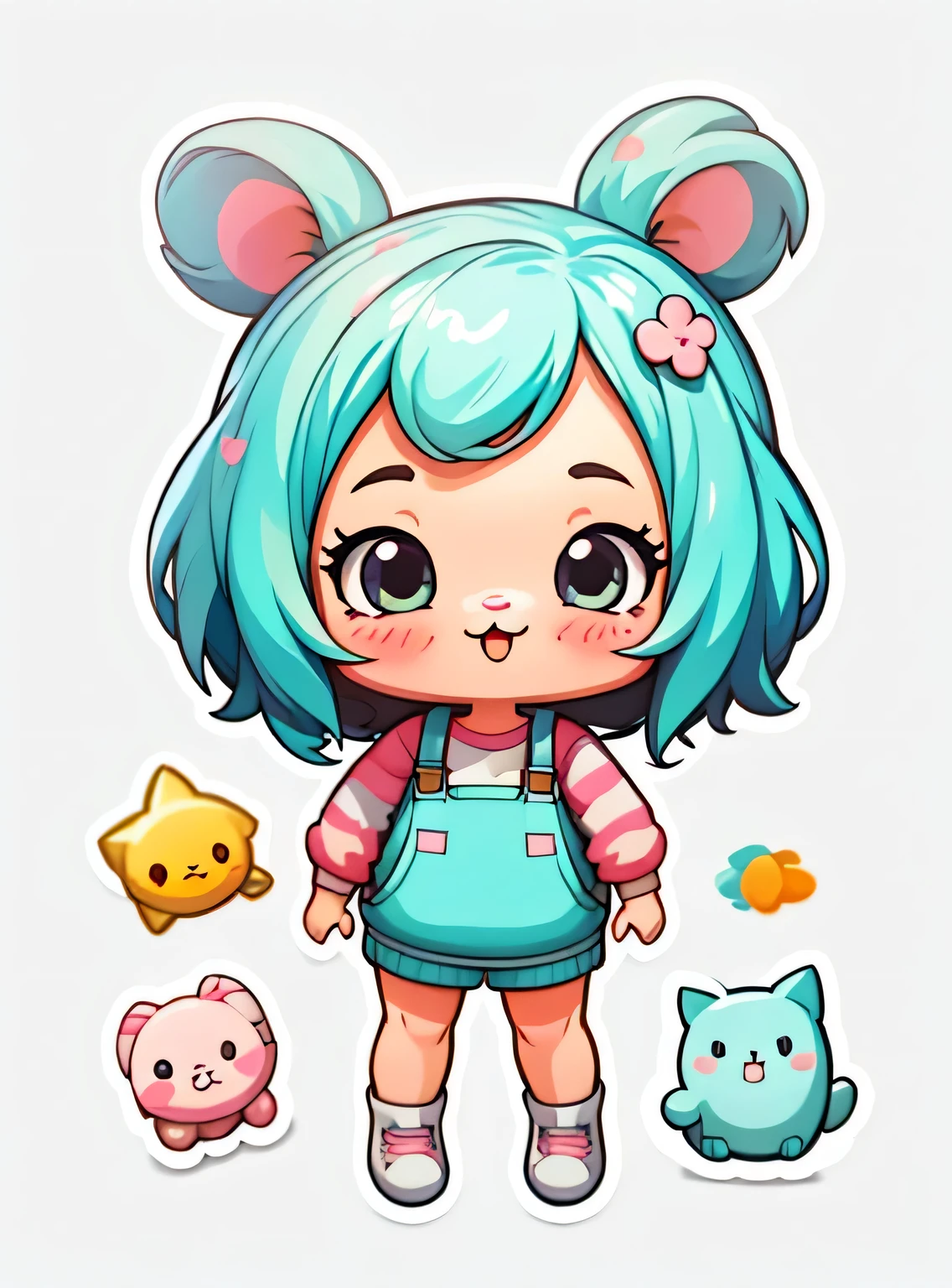 adesivo,1 garota,Bonitinho,kawaii,Bonitinho,fundo simples chibi,