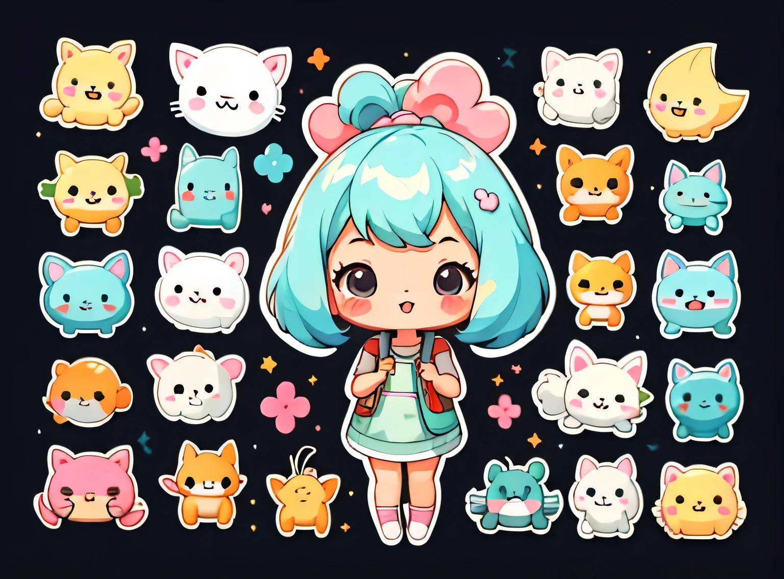 adesivo,1 garota,Bonitinho,kawaii,Bonitinho,fundo simples chibi,