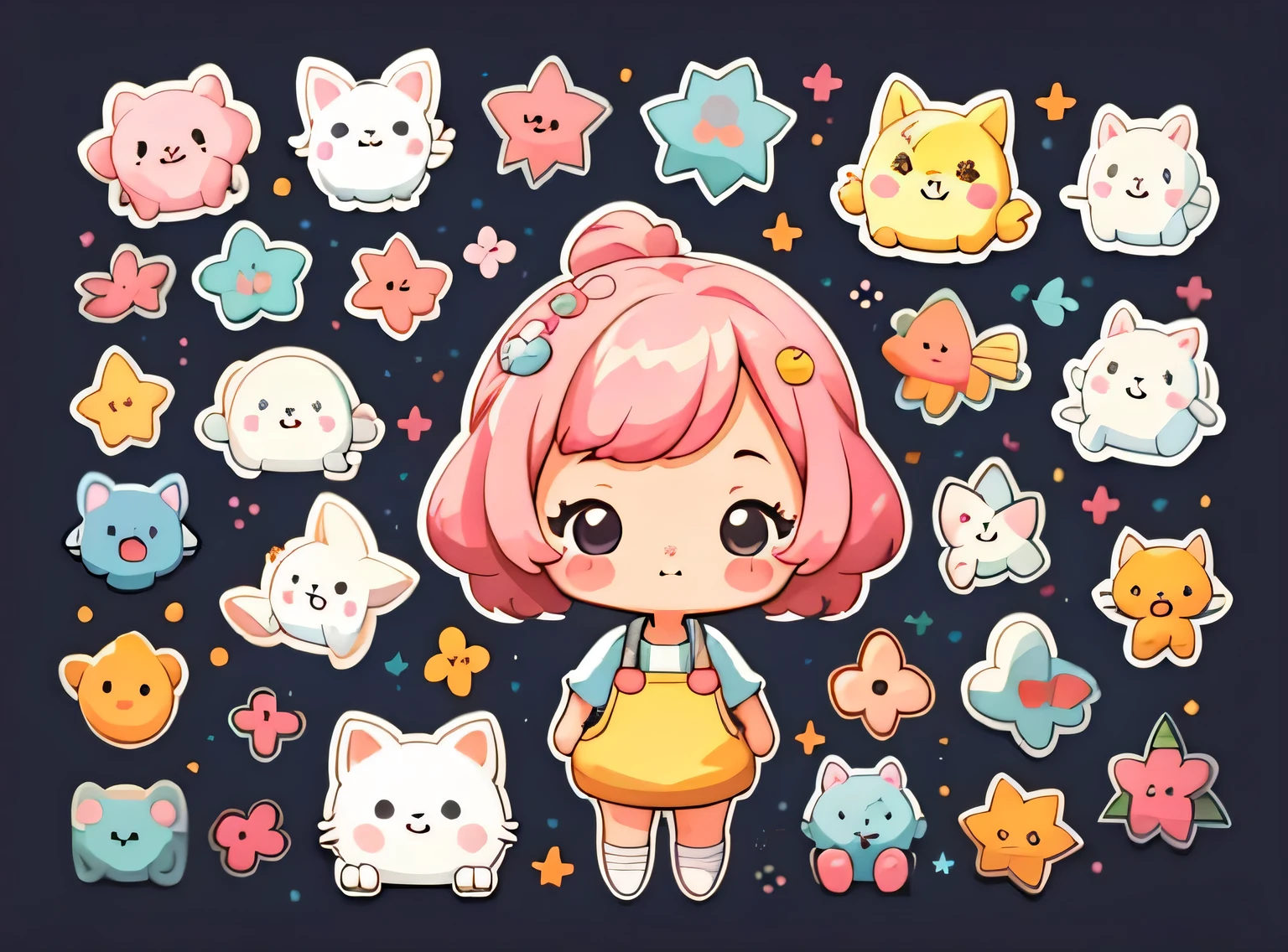 adesivo,1 garota,Bonitinho,kawaii,Bonitinho,fundo simples chibi,