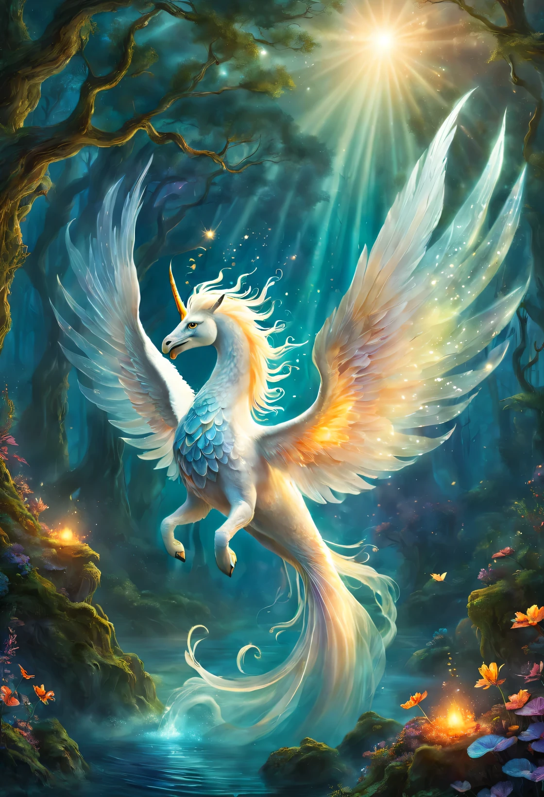 in a fantasy realm, Imagination knows no bounds, Many magical creatures roam freely. These extraordinary creatures challenge the laws of nature，Captivating the human imagination with its unique features and breathtaking beauty.Imagine a majestic unicorn, Pure white fur shines in the soft moonlight. The forehead is decorated with elegant horns, It exudes charm and purity. Gentle eyes reflect immeasurable wisdom, Its presence brings a sense of wonder and magic to any scene.Explore the mysterious forest, you may meet phoenix, Its vibrant plumage shines with fiery colors. when it spreads its wings, Embers dance in the air, leaving trails of shimmering light in your wake. This mystical bird symbolizes rebirth and immortality, Fascinating all who witnessed its majestic flight.Nas proximidades, A mischievous elf flits through the woods, Its ethereal form is almost invisible to the  eye.. With a mischievous smile and twinkling eyes, This playful creature loves to create small moments of magic and wonder. it leaves a trail of sparkling fairy dust, Remind us that even in ordinary circumstances, magic can be discovered.Deep in the magical waters, Mermaid glides gracefully on the waves, Her iridescent tail sparkles in the sun. with melodious singing, She fascinates sailors and sea creatures, Weaving stories of underwater kingdoms and forgotten treasures.And high above, Perched on tree branches, An elegant griffin surveys its territory. This majestic creature combines the power of a lion with the grace and wisdom of an eagle. His fierce eyes win respect, When it soars in the sky，The majestic wings are stunning.These are just a few examples of magical creatures from the realms of fantasy and mythology. they ignite our imagination, Reminding us of the infinite possibilities that transcend every one of our boundaries