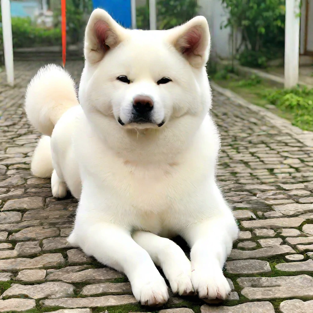 (masterpiece, best quality:1.2), solo, white_akita_inu