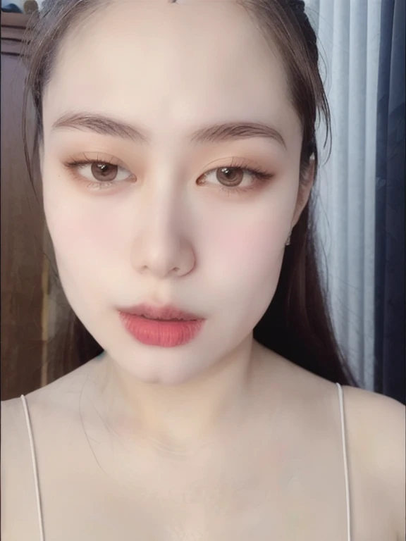 (realistic、masterpiece、Best Quality、8K、highres、high resolution:1.3)、1 girl、Big breasts、white bikini、looking at viewers、super fine face and eyes、long hair、 exposed cleavage、upper body、