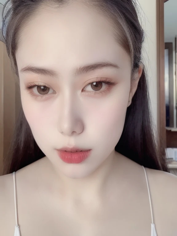 (realistic、masterpiece、Best Quality、8K、highres、high resolution:1.3)、1 girl、Big breasts、white bikini、looking at viewers、super fine face and eyes、long hair、 exposed cleavage、upper body、