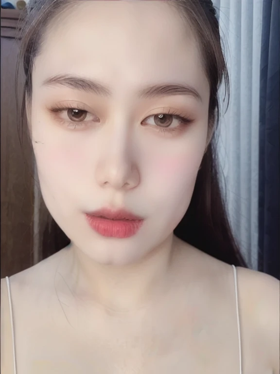 (realistic、masterpiece、Best Quality、8K、highres、high resolution:1.3)、1 girl、Big breasts、white bikini、looking at viewers、super fine face and eyes、long hair、 exposed cleavage、upper body、
