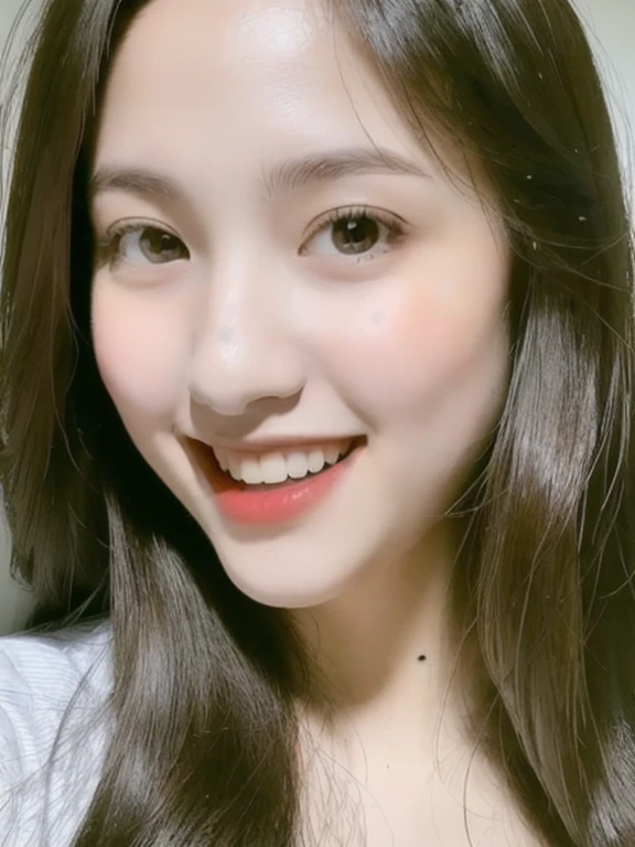 (realistic、masterpiece、Best Quality、8K、highres、high resolution:1.3)、1 girl、Big breasts、white bikini、smile、looking at viewers、super fine face and eyes、long hair、 exposed cleavage、upper body、