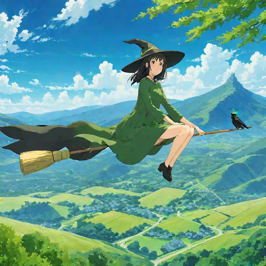 (masterpiece, best quality:1.2), flying witch