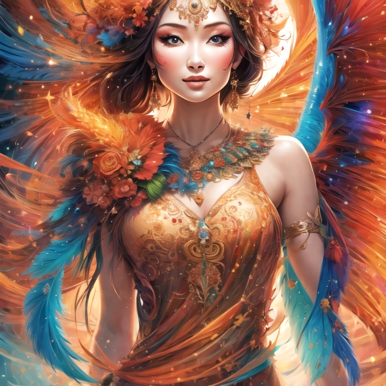 (masterpiece, best quality:1.2), 1girl, solo,spirit of fire