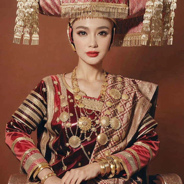 (masterpiece, best quality:1.2), 1girl, wear minangkabau cloth, traditional cloth