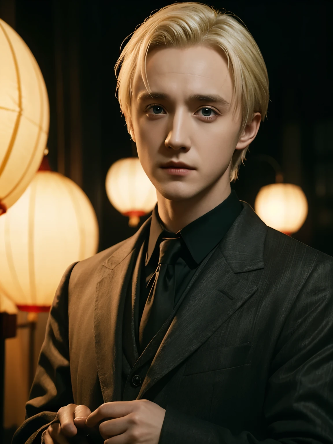 Draco Malfoy played by Tom Felton，Chinese lantern，grace，Exquisite，meticulous portrait