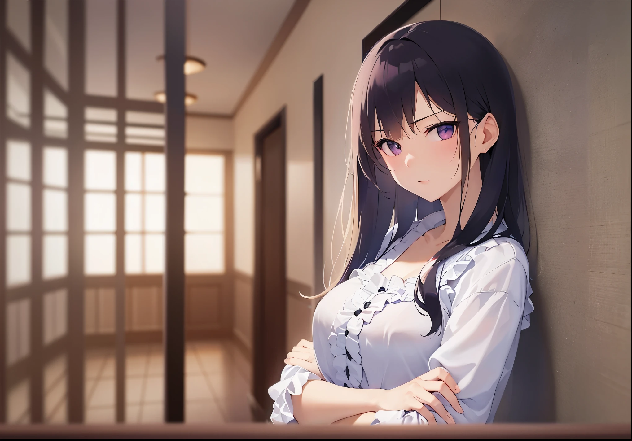 The background is the hotel hallway、ceiling、illumination、wall