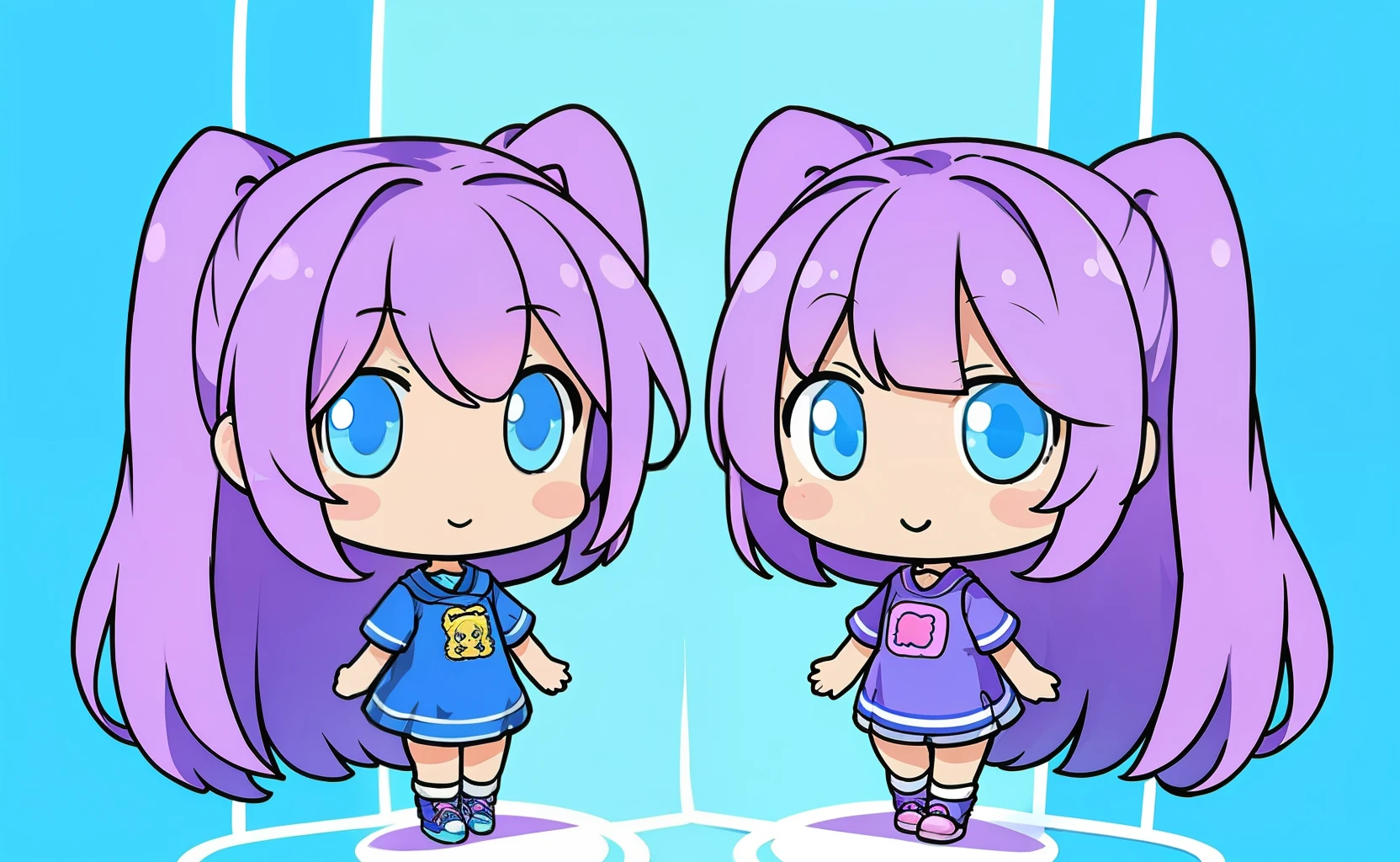 ((best quality)), ((ultradetailed)), ((masterpiece)), The 3D full body art of two super cute sisters, pretty eyes, big eyes, cute, happy, c4d, pop Matt Blind Box, rainbow, new sneakers, white background, chibi, fluorescent translucent, glowing body, kawaii, doll, T holding hands pose, reference sheet, pop mart blind box, Pixar, intricate details, symmetrical anatomy bodies, rendering 3d, blender, OC renderer, foll body reference sheet, dribble, high details, studio lighting, , , , chibi , character SD:1.1, resolution: 8K.
