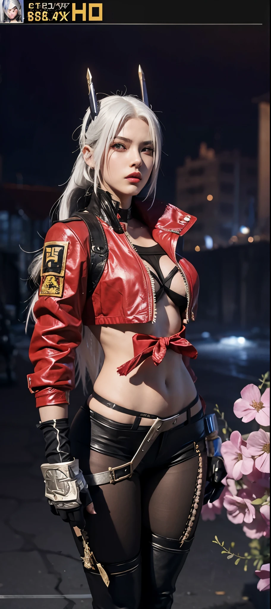 a close up of a person in a costume with a sword, as a character in tekken, female character, tifa lockhart with white hair, katana zero video game character, lunar themed attire, kda, slim body, cyborg - girl with silver hair, upper body avatar, fashion gameplay screenshot, fighting game character, new character, floralpunk elysian maiden, sigma female