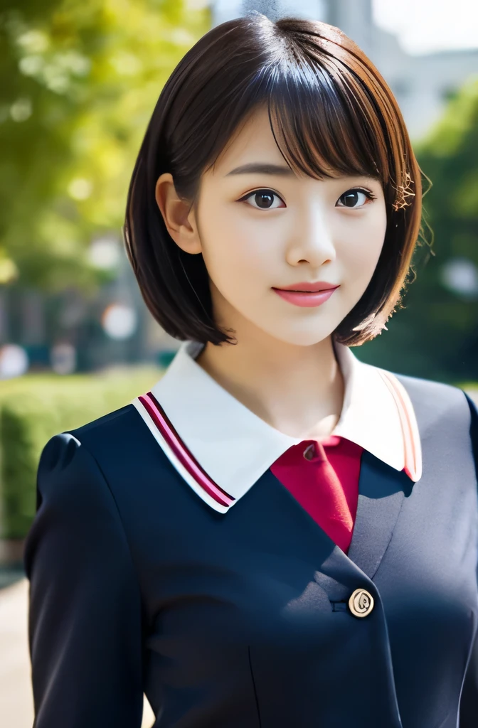 table top, highest quality, shape, Super detailed, finely, High resolution, 8k wallpaper, Beautiful woman at 30 years old,sexy,Japanese、short cut hair、school uniform、bicycle