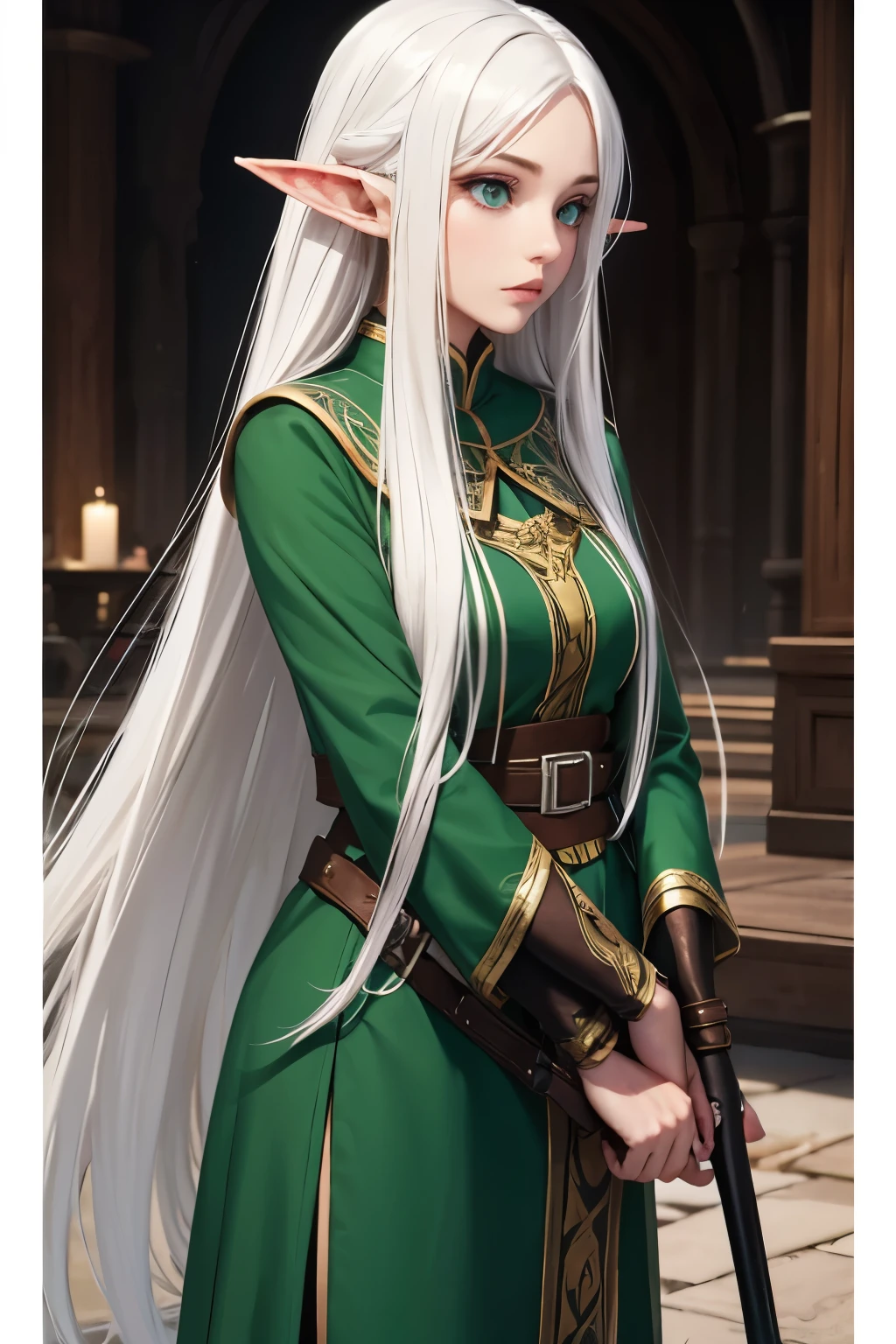 Elf long white hair class hunter rpg