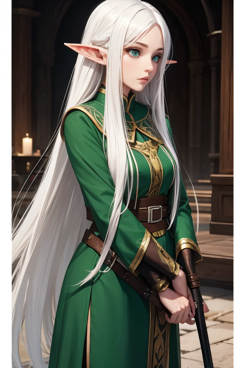 Elf long white hair class hunter rpg