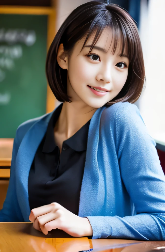 table top, highest quality, shape, Super detailed, finely, High resolution, 8k wallpaper, Beautiful woman at 30 years old,sexy,Japanese、short cut hair、大胆なsexyポーズ、take off uniform