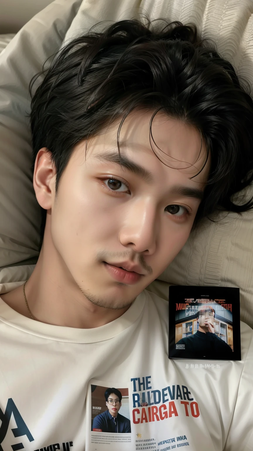There's a man lying in bed with a book on his lap, taejune kim, Hsiao-ron, Jinyoung Shin, Yanjun Chengt, hyung tae, Steven Jung, Hong junho hyung, lindo chad queixo, Joongwon Carlos Jeong, paulo kwon, Andrew Thomas Huang, Ruben Wu, hyung tae kim, Kim Doyoung, profile picture with headshot