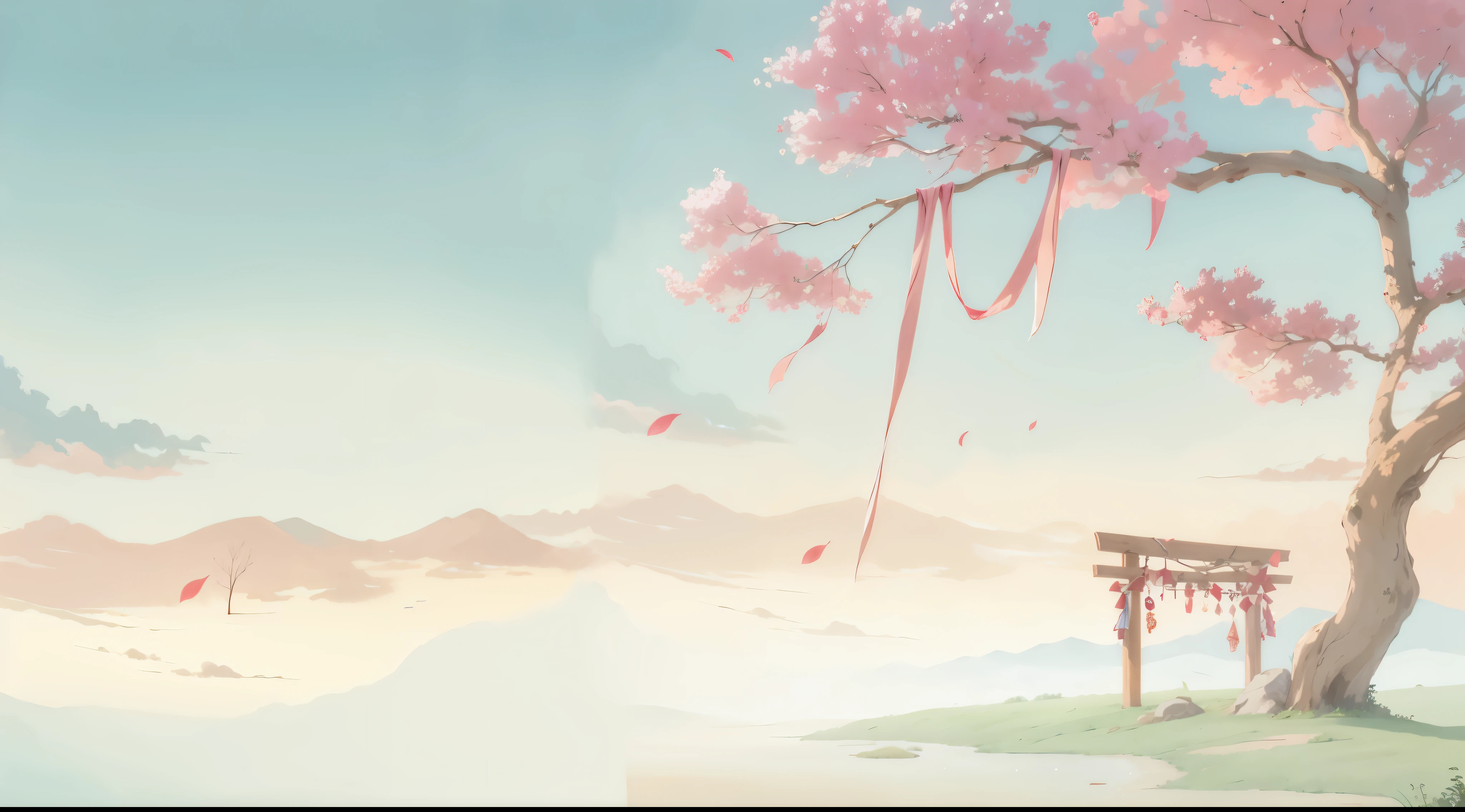there is a painting,This painting is a tree,There is a swing under the tree, anime background art, anime background, Anime beautiful peaceful scene, background artwork, anime scenery wallpaper, landscape artwork, anime scenery, beautiful anime scenery, Anime Art Wallpaper 8K, anime art wallpaper 4k, anime art wallpaper 4k, background art, anime scenery, Animation pastoral scenery