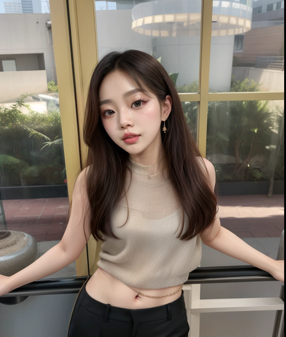 a woman in a gray blouse and black pants posing for a photo, jennie blackpink, jaeyeon nam, Jinyoung Shin, portrait of jossi do blackpink, linda jovem coreana, jossi do blackpink, coreana, linda mulher sul-coreana, taejune kim, korean idol, parque roseanne de blackpink, linda jovem coreana, Heonhwa Choe