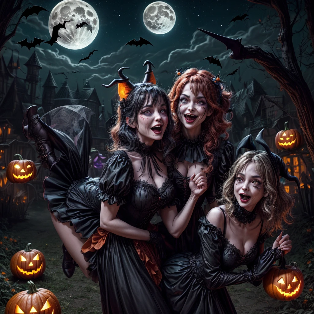 Halloween Pumpkin Girls, the bats