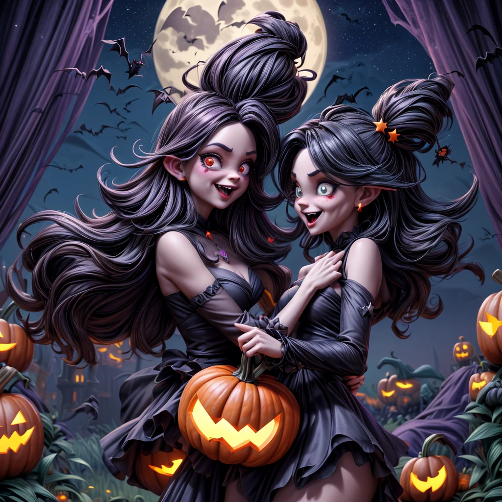 a spooky Halloween vector background set in a haunted house, with cobwebs, bats, and eerie portraits