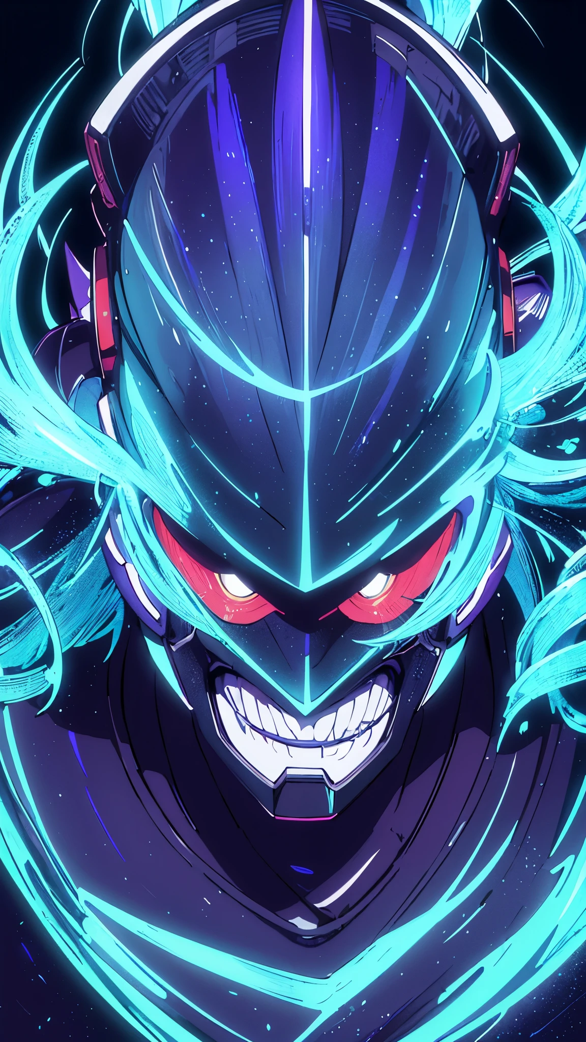 (masterpiece, best quality:1.3),extremely high detailed, intricate, 8k, HDR, wallpaper, cinematic lighting, (universe),(lighting blue fire hand:1.3), glowing, full suit armor, glowing eyes, red and purple mecha, boost, wear mecha mask