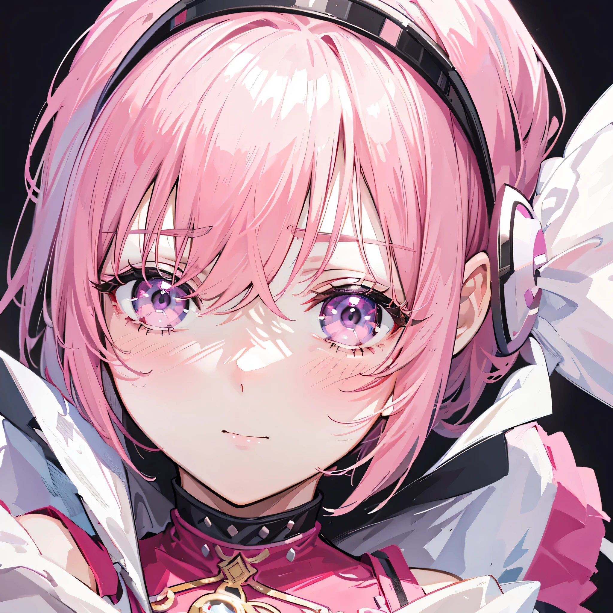 extreme close up, Short off-shoulder hair in pink and white,Rin々nice and lovely girl, In the arcade