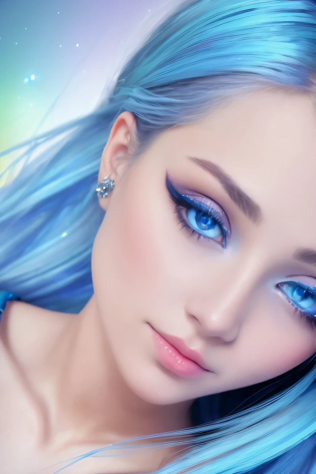 (a girl with sparkling blue eyes),(beautiful detailed eyes,long eyelashes),(best quality,highres,realistic:1.37),(ultra-detailed),(portrait),(vivid colors),(soft lighting)