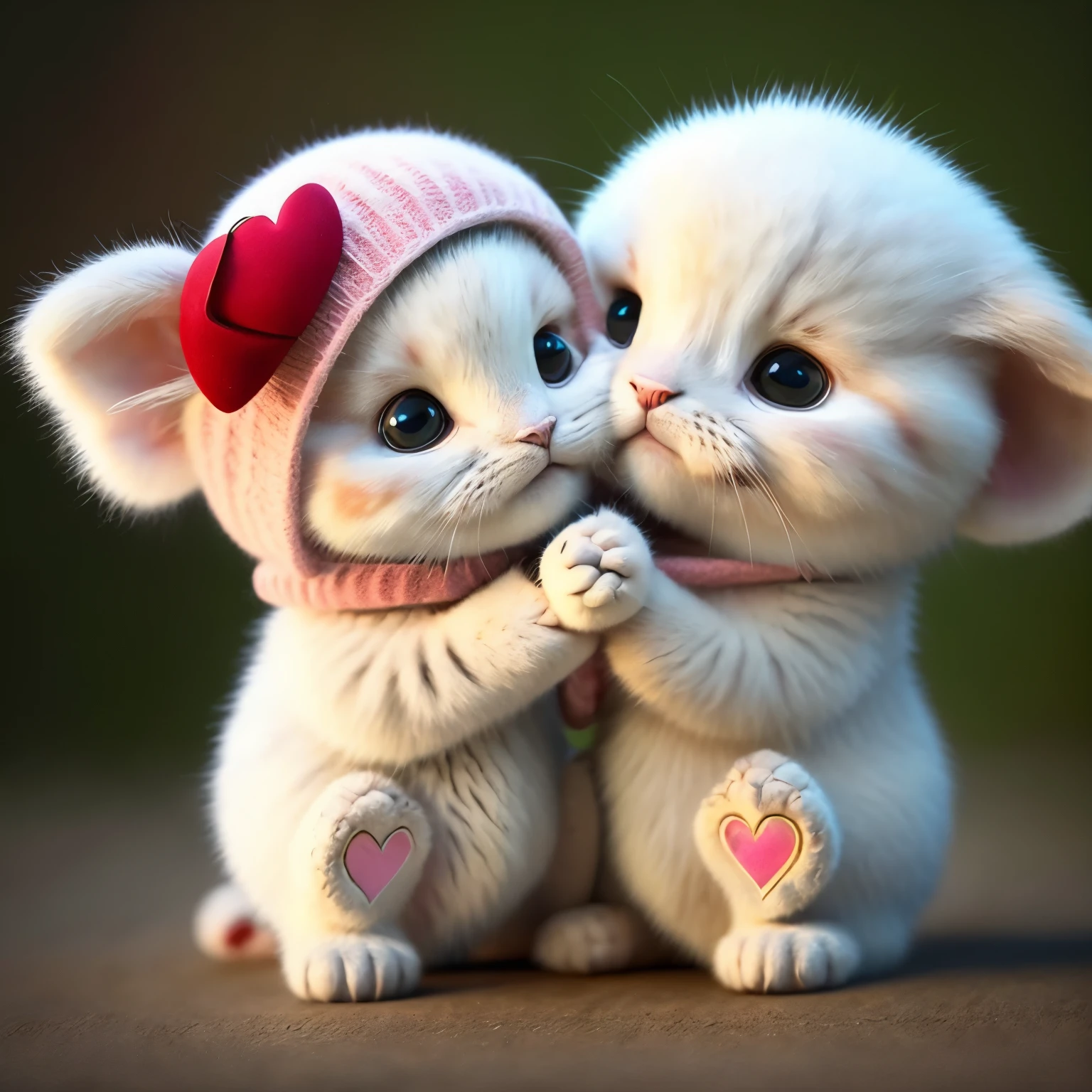 : 3. kitten, realistic, hairy, Animals in clothes, heart, food, fish, whole body, have, non-human,alone