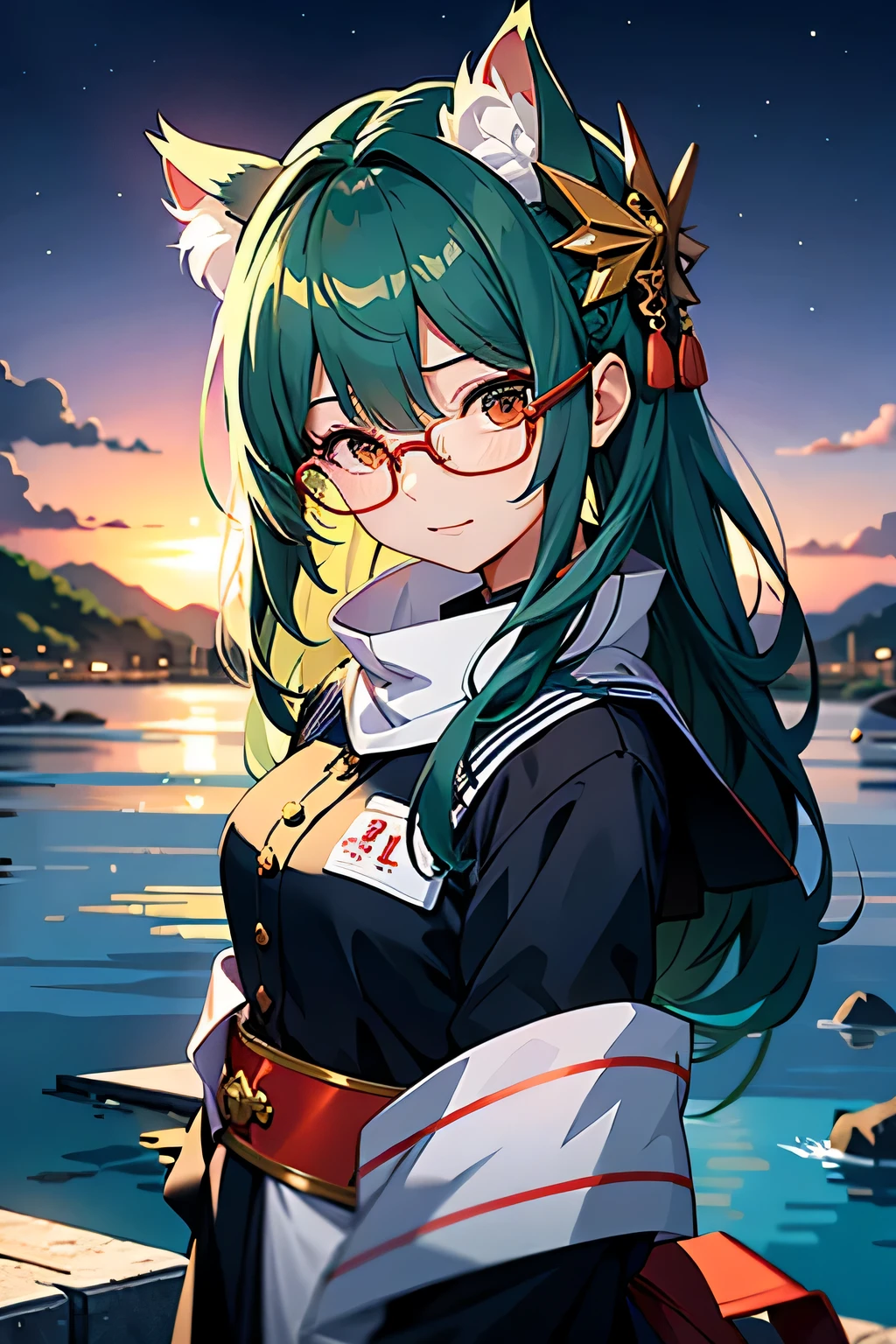 Under the night sky, 戴圆框Glasses的女孩, yanjun chengt, student, cat ears，Her expression is innocent, Li Zixin, Countless pairs of eyes emit faint light, xintong chen, 戴着小圆Glasses, ( ( Glasses ) ), Queen of the Sea Mu Yanling, 戴Glasses, jinyiwei, 戴Glasses的, Nam Jae Hwa
