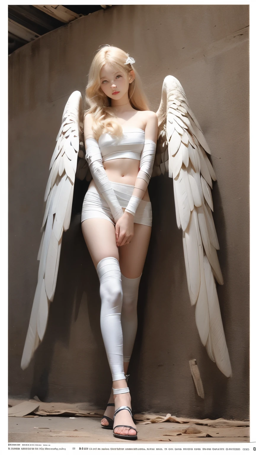 Full body image, portrait of a beautiful young woman ((white wings)) ((completely naked)) Medium bust Walk in a sexy pose